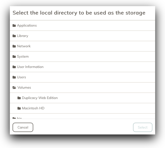 Duplicacy Web Edition Local Directory